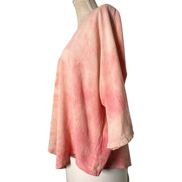 OH MY GAUZE! Lynn Tie Dye Dolman Asymmetric Top Pink Sz 3 US‎ XXL Lagenlook EC - Picture 3 of 16